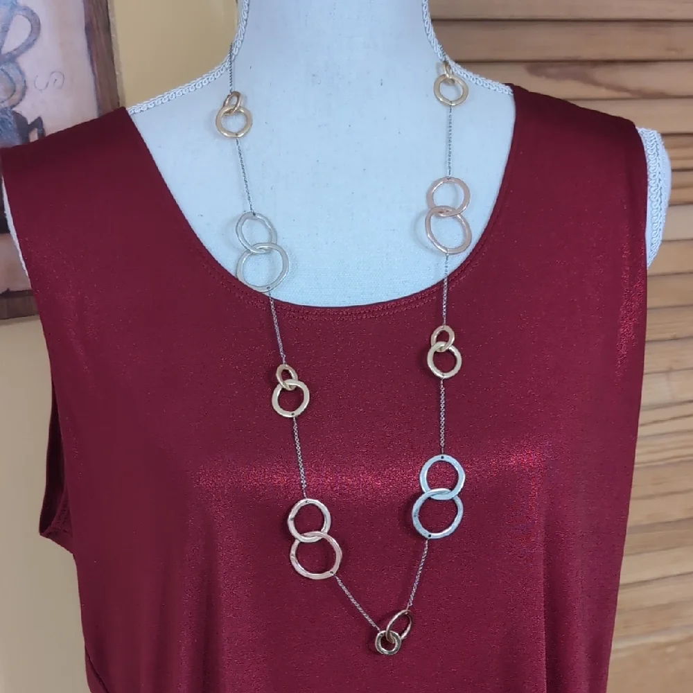 J. Jill Long Tri-Color Mixed Metal Link Necklace NWT